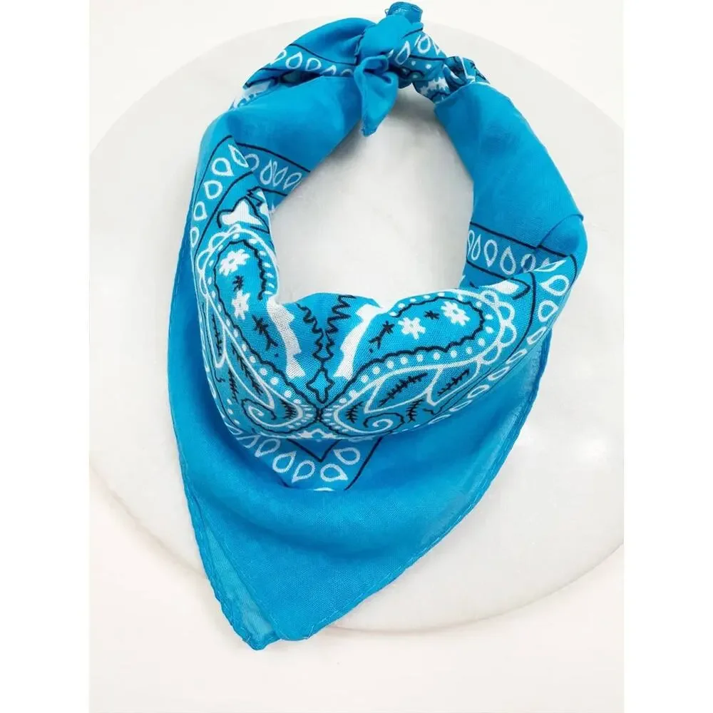 Blue Paisley Pattern Bandana | 100% Cotton | 21x21